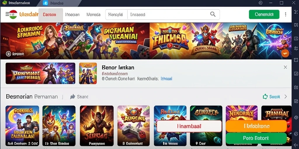 Screenshot memperlihatkan variasi permainan yang disediakan.